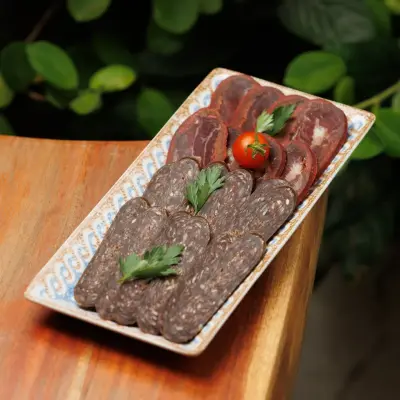 Armenian plate with basturma and sujuk