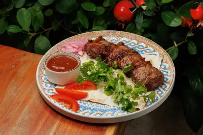 Lamb shashlik from the charcoal grill